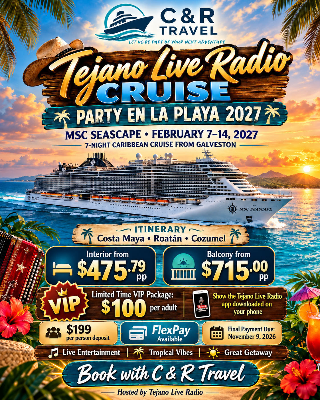 Tejano Live Radio Cruise flyer